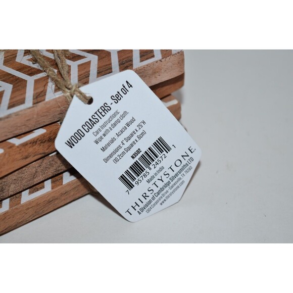 Thirstystone Wood Coasters 4 pc Square Chevron Stripe pattern - Picture 3 of 8